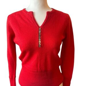 Susan Bristol 100% Merino Wool Red Sweater Size Small